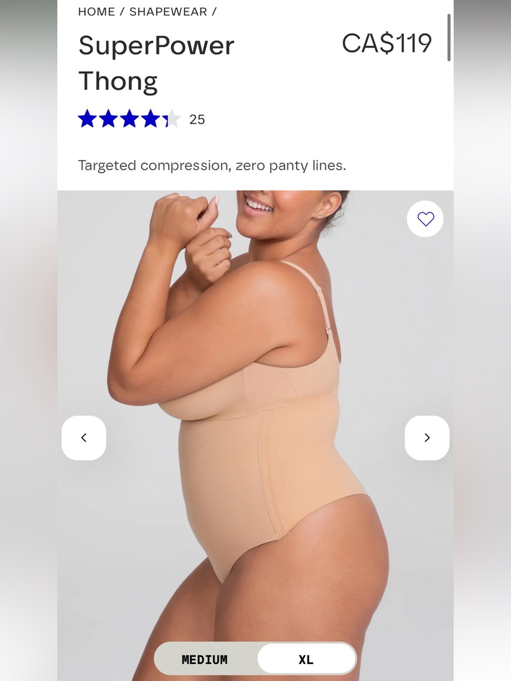 NWT Honeylove SuperPower Thong—Nude